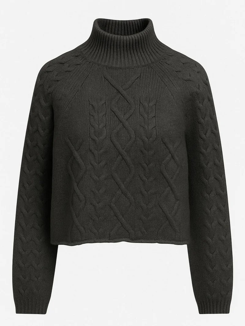 MixRay Mixray Thick Ribbed Half Turtleneck Knit Sweater